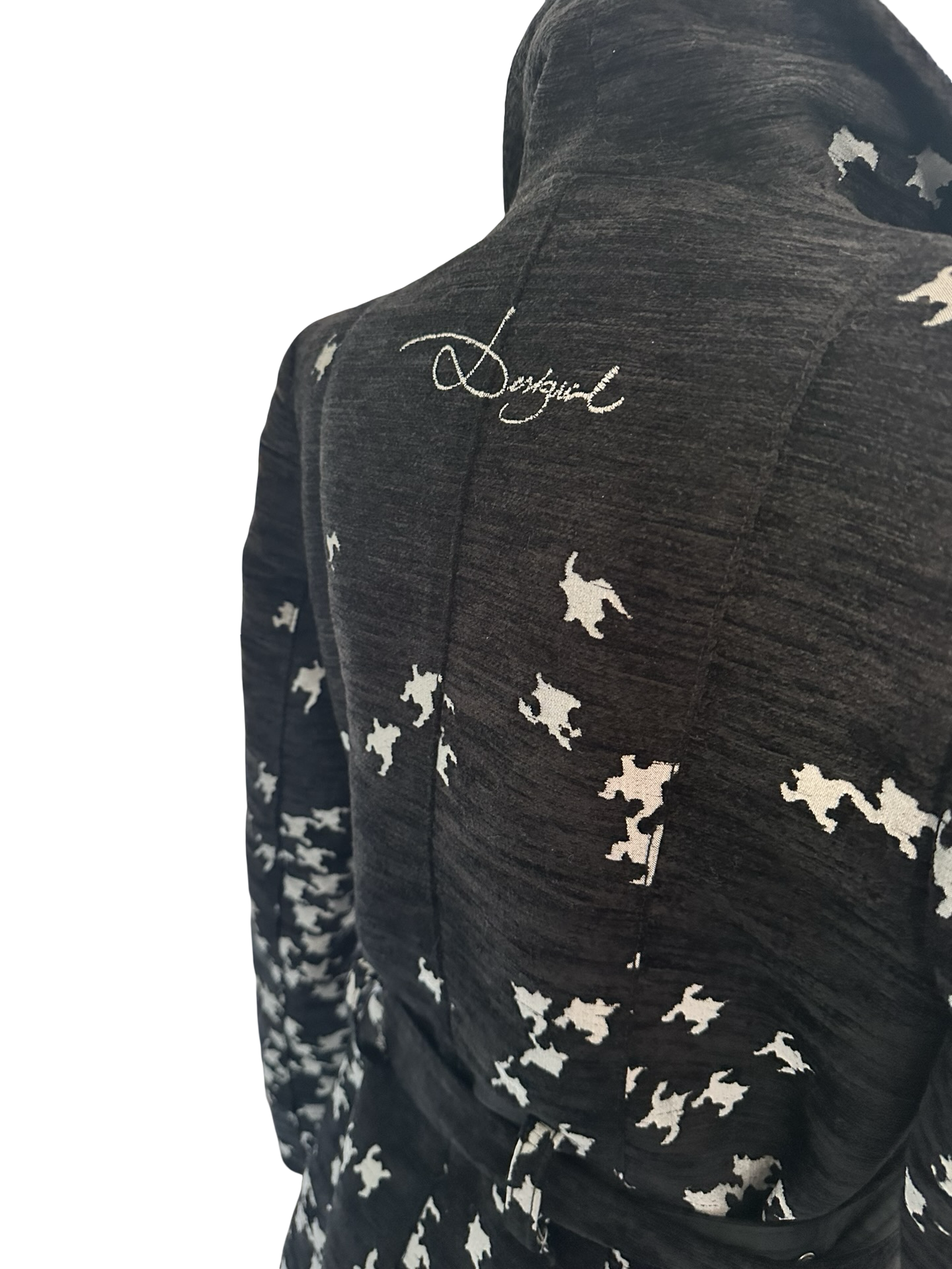 Desigual Belted Houndstooth Statement Coat
