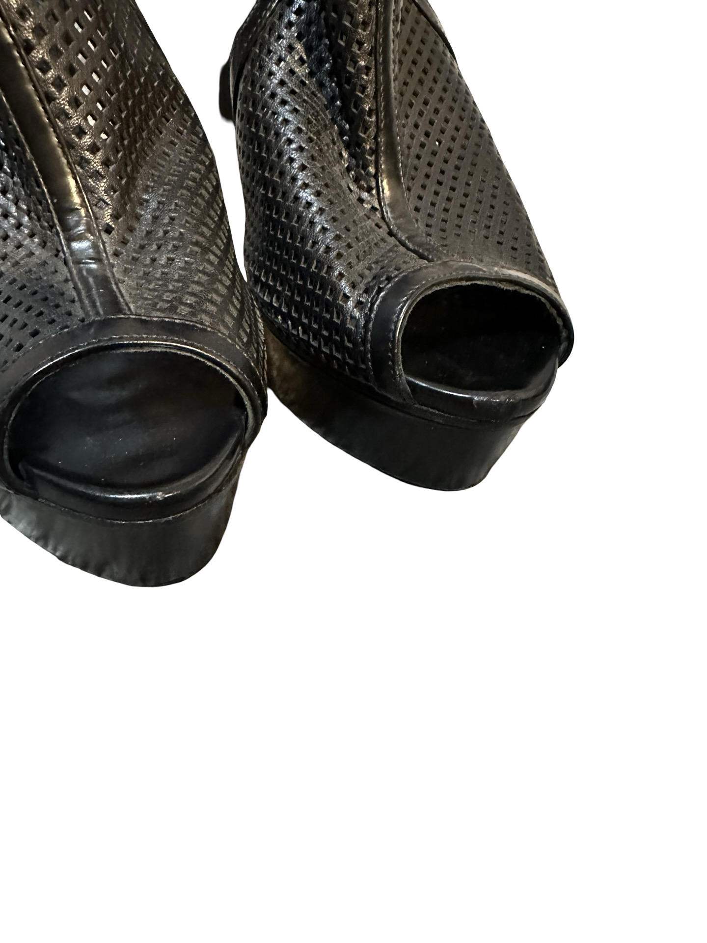 Gucci Kim Platform Ankle Boots – Black Perforated Leather (Size 39.5)