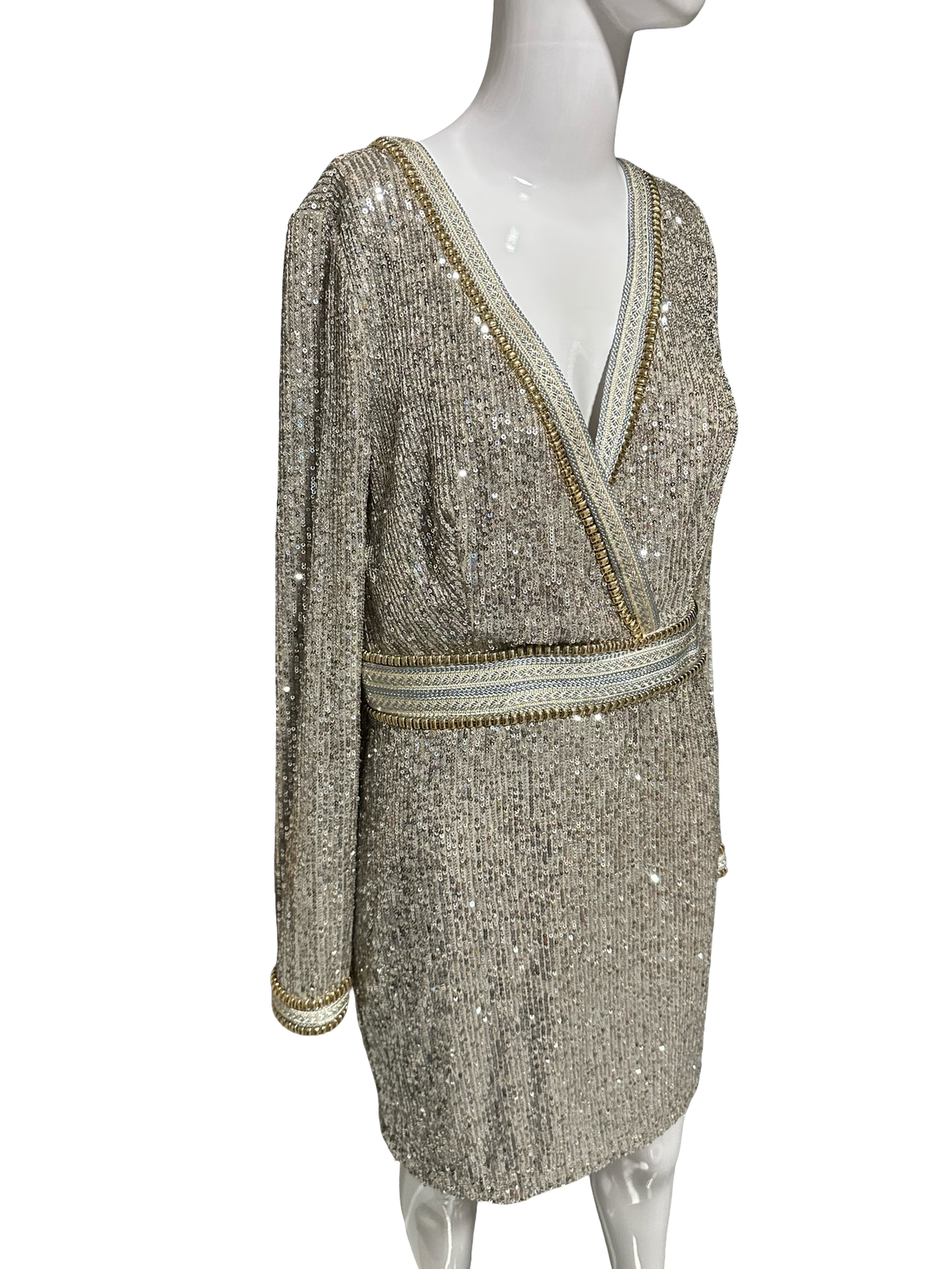 GUESS Sequin Embellished Long Sleeve Dress – Size Medium