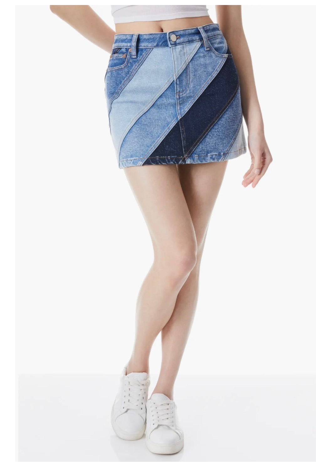 Alice + Olivia Patchwork Denim Mini Skirt – Size 28