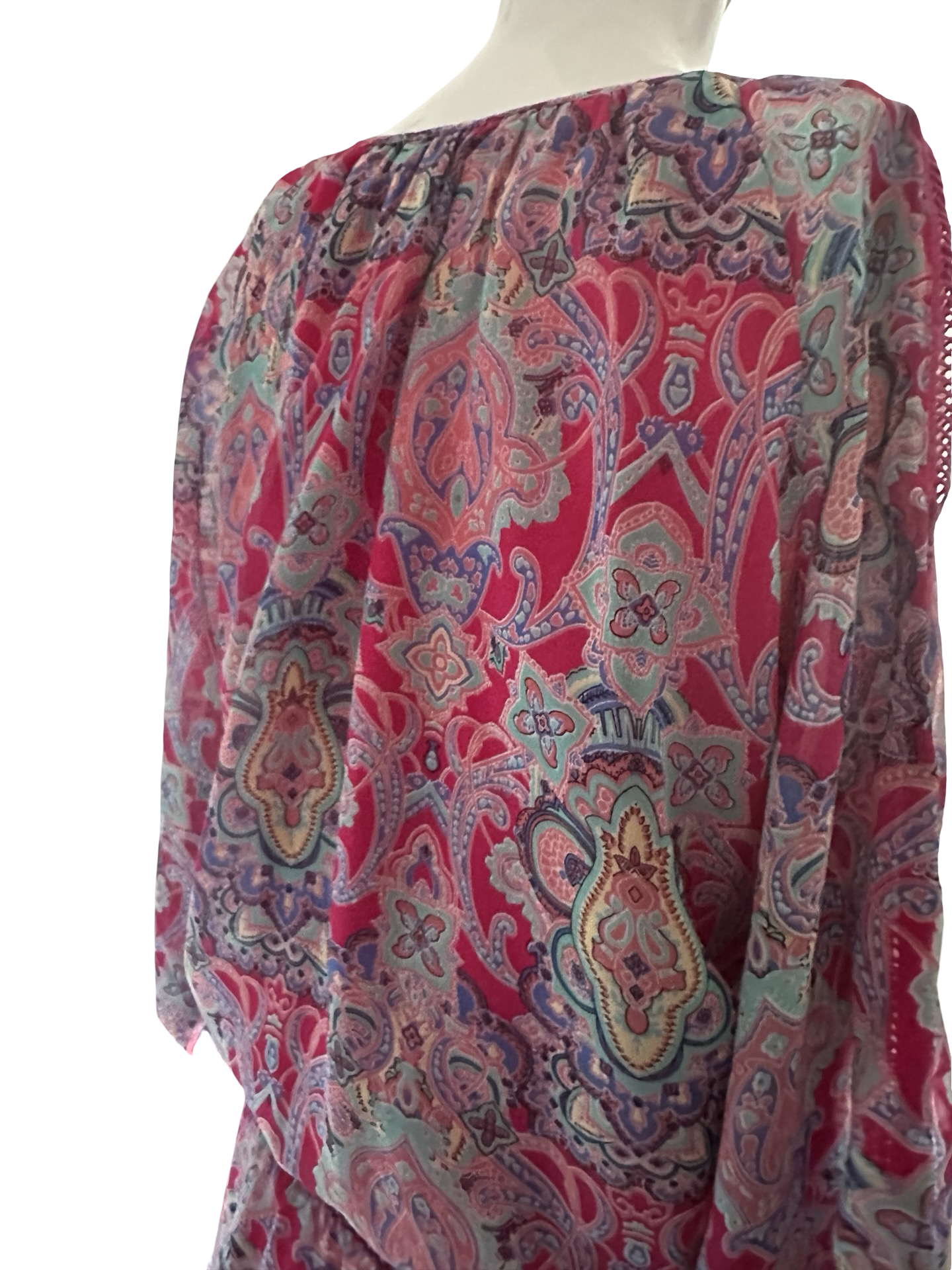 EsQualo Pink Paisley Elastic Waist Dress