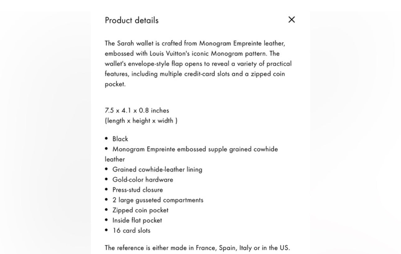 LOUIS VUITTON SARAH WALLET