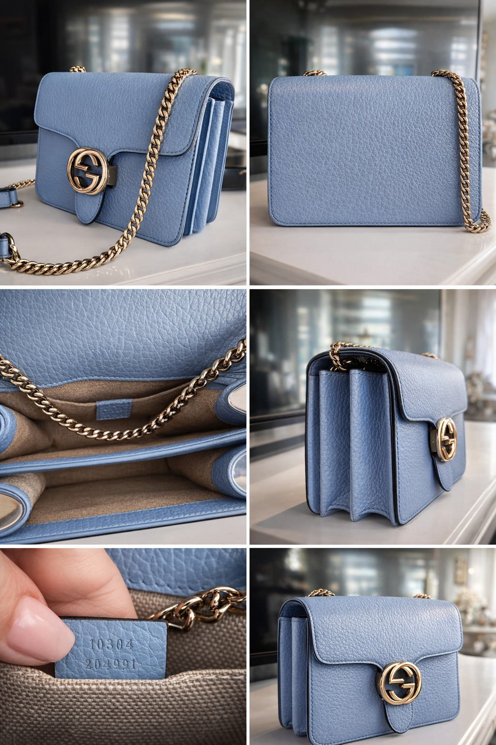 Gucci Interlocking GG Small Shoulder Bag – Blue Leather