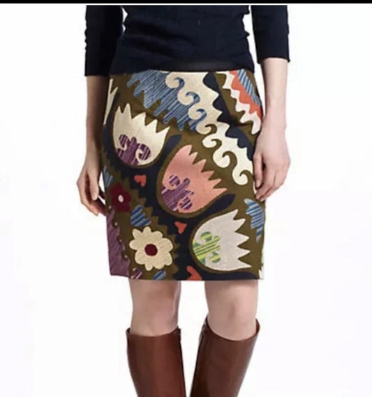Anthropologie Vanessa Virginia Tulipa Embroidered Mini Skirt