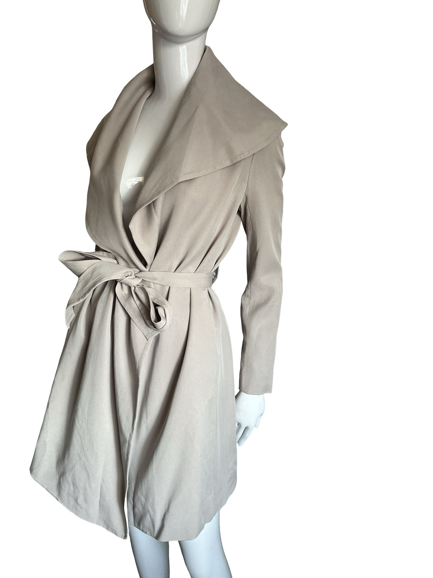 Club Monaco Taupe Shawl Collar Tie Waist Soft Trench Coat XS
