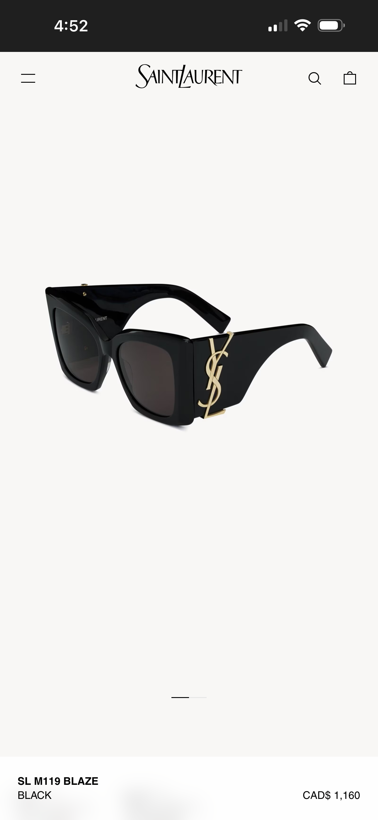 Saint Laurent Cassandre Oversized Sunglasses