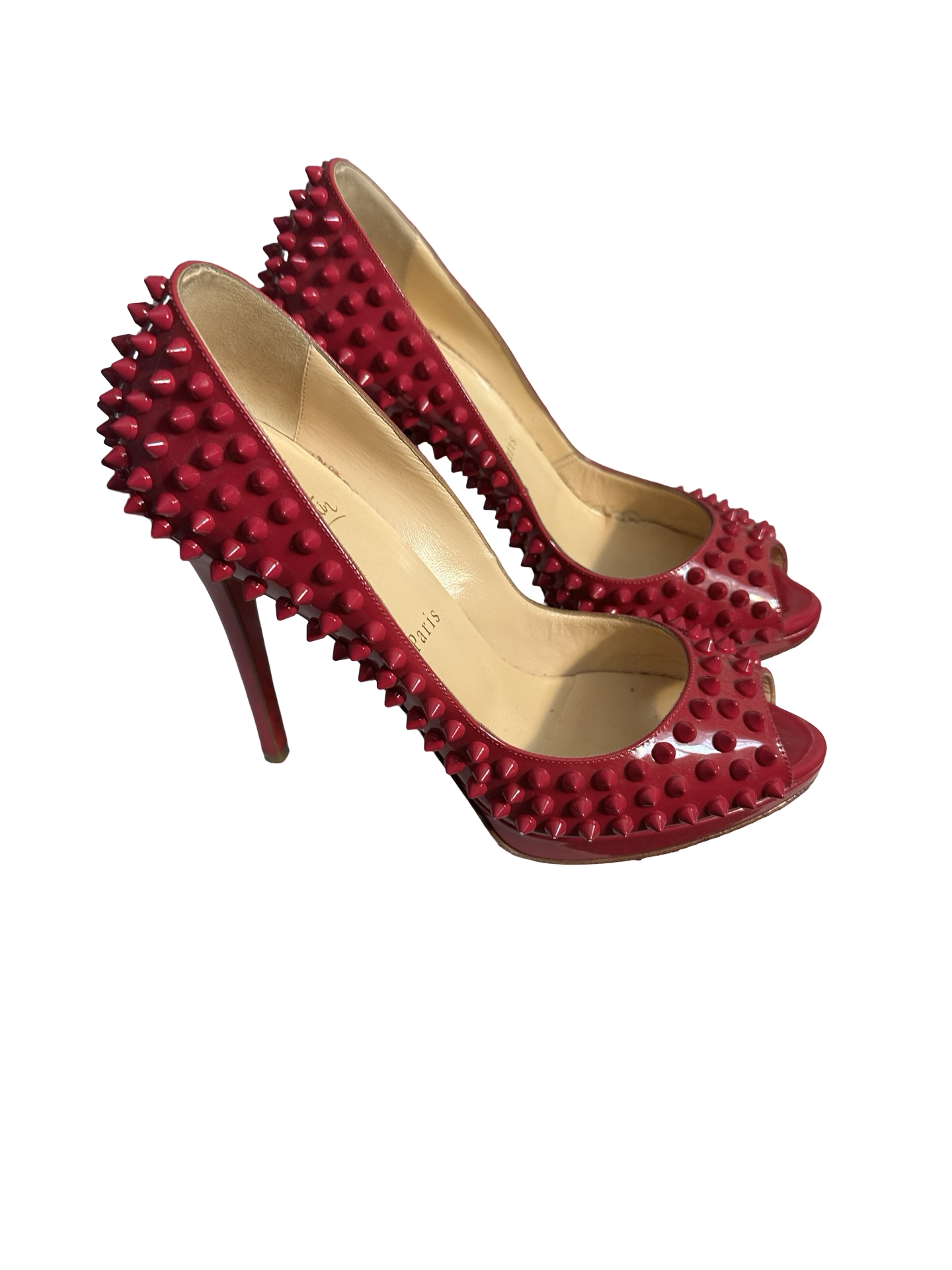 Christian Louboutin Red Spiked Heels