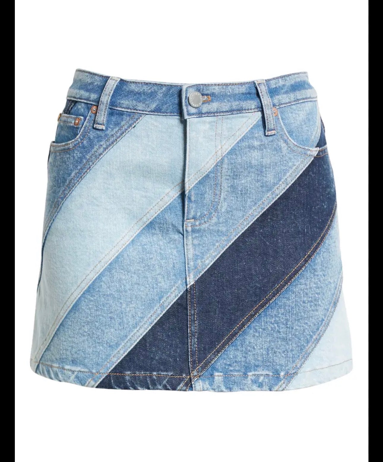Alice + Olivia Patchwork Denim Mini Skirt – Size 28
