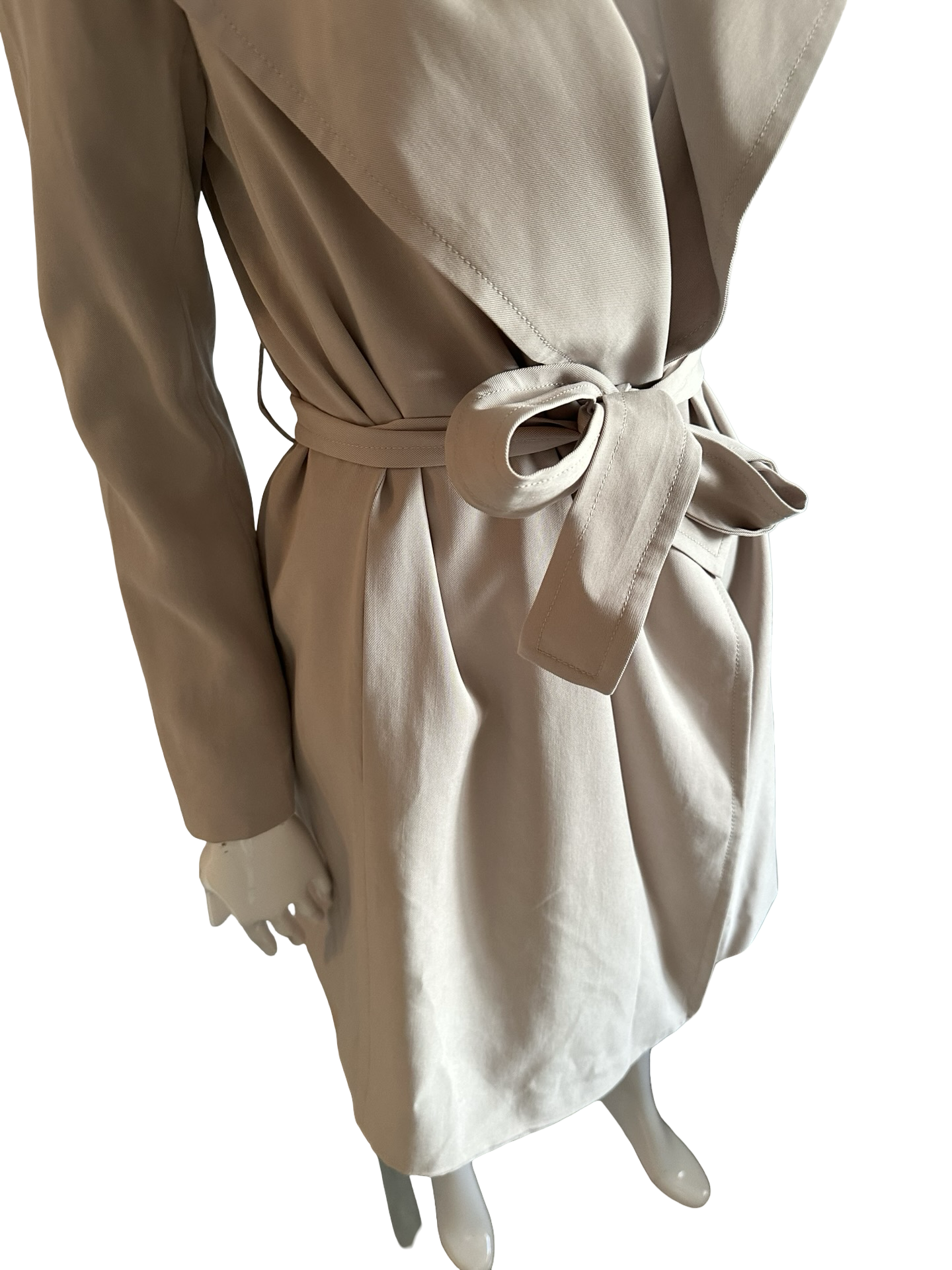 Club Monaco Taupe Shawl Collar Tie Waist Soft Trench Coat XS
