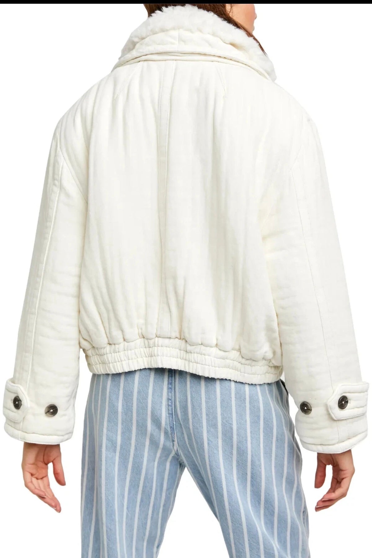 Free People Georgie Ivory Faux Fur Jacket – Size XS