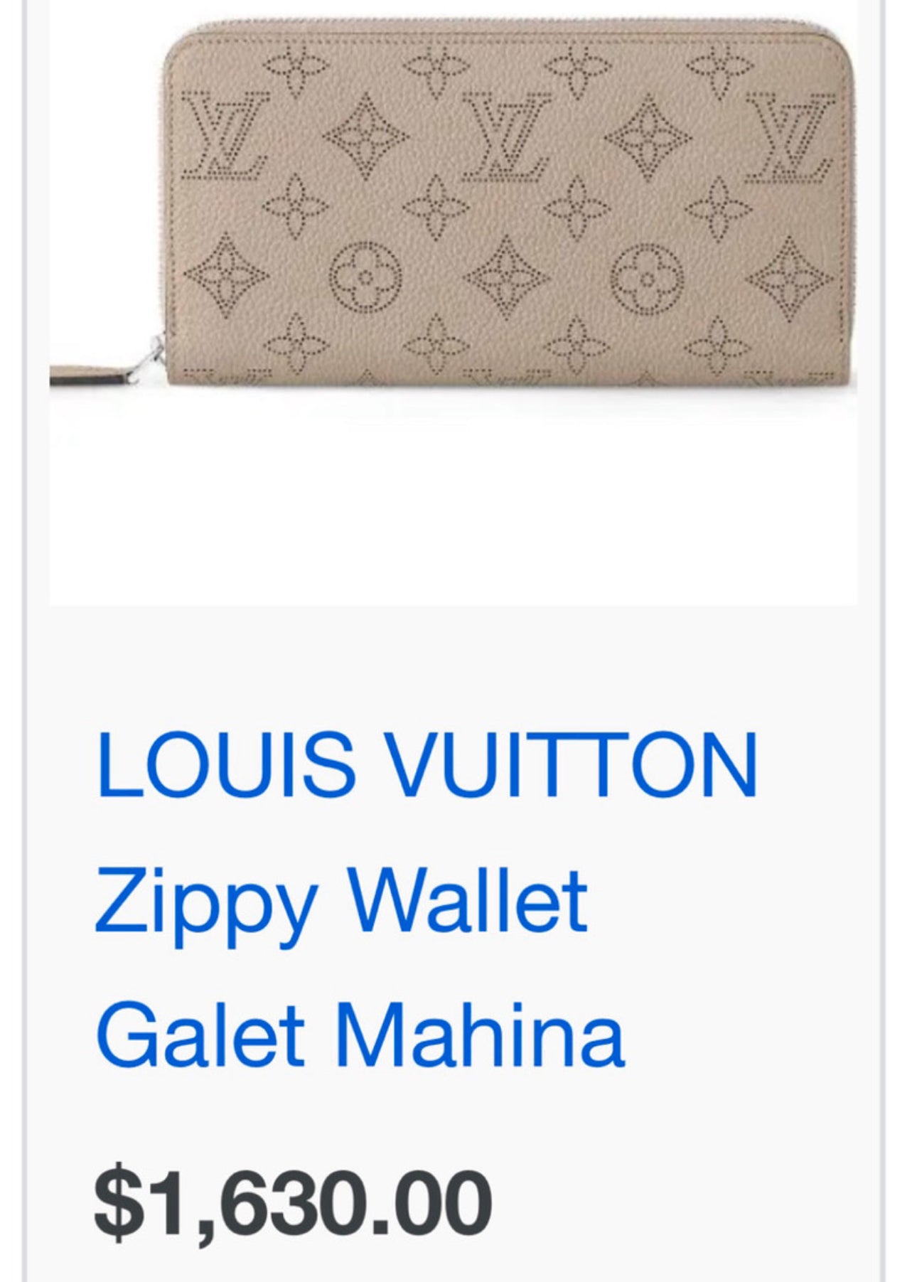 LOUIS VUITTON ZIPPY GALET MAHINA WALLET.