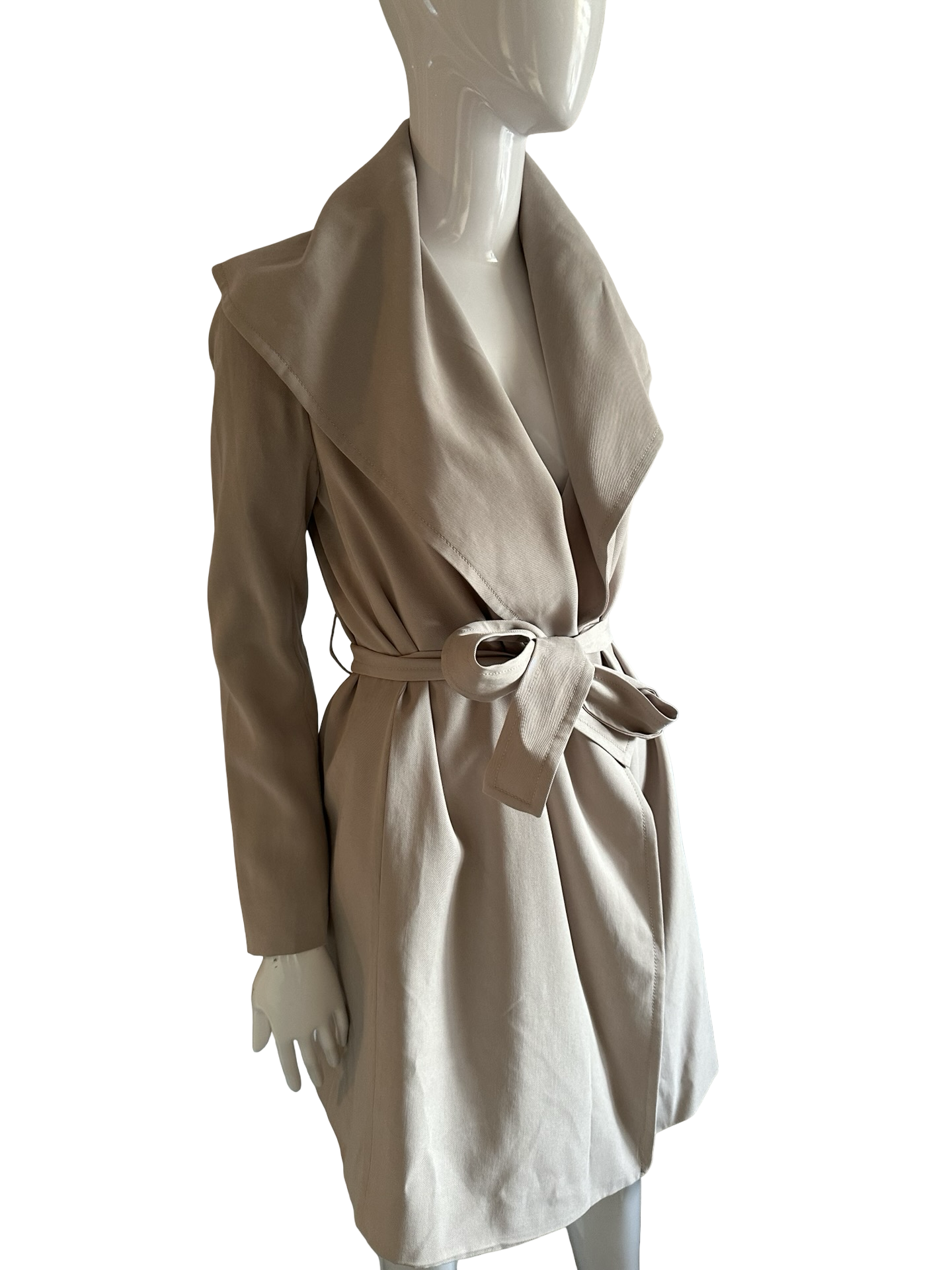 Club Monaco Taupe Shawl Collar Tie Waist Soft Trench Coat XS