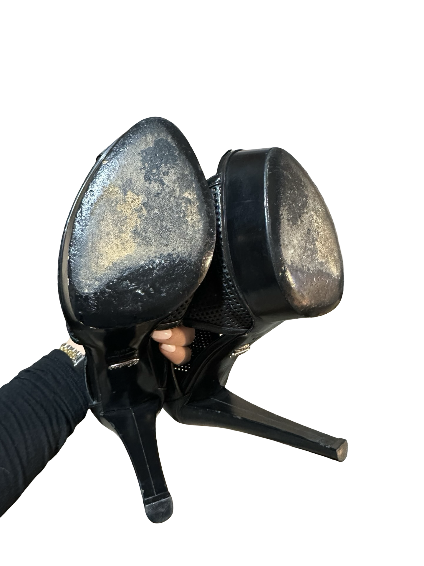 Gucci Kim Platform Ankle Boots – Black Perforated Leather (Size 39.5)