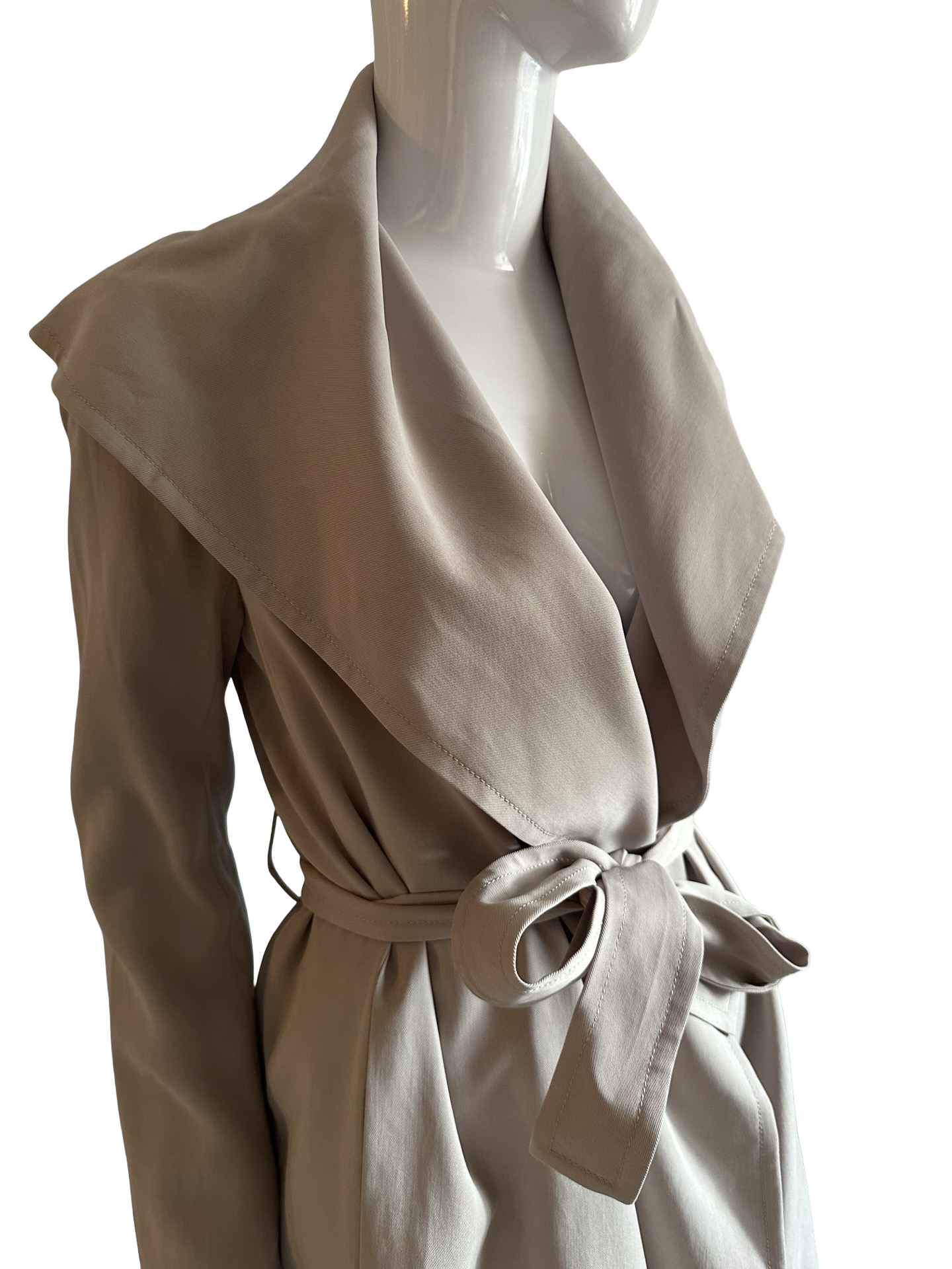 Club Monaco Taupe Shawl Collar Tie Waist Soft Trench Coat XS