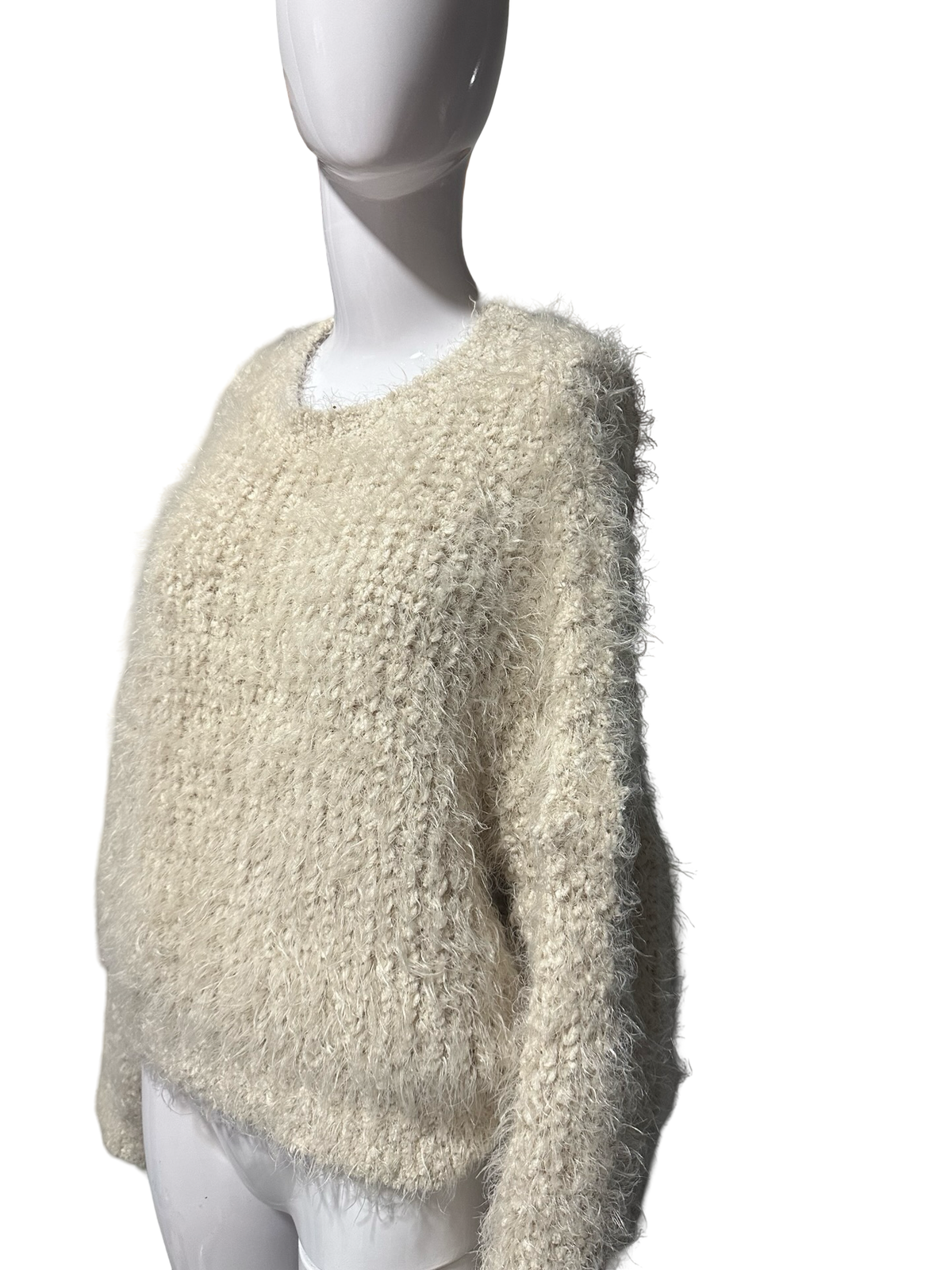 OAK + FORT Cream Textured Knit Sweater