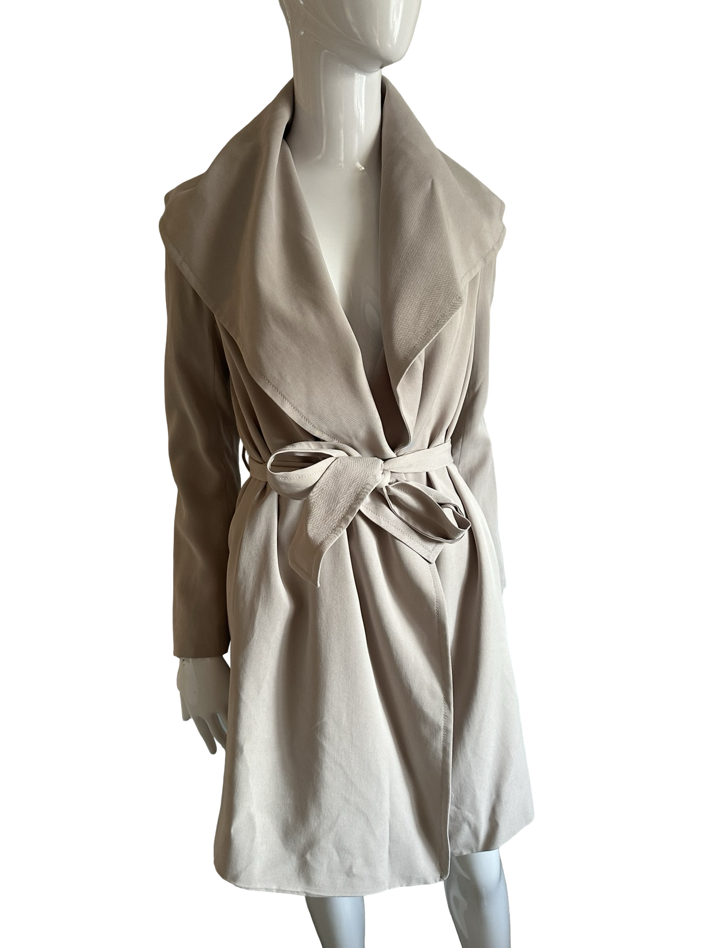 Club Monaco Taupe Shawl Collar Tie Waist Soft Trench Coat XS