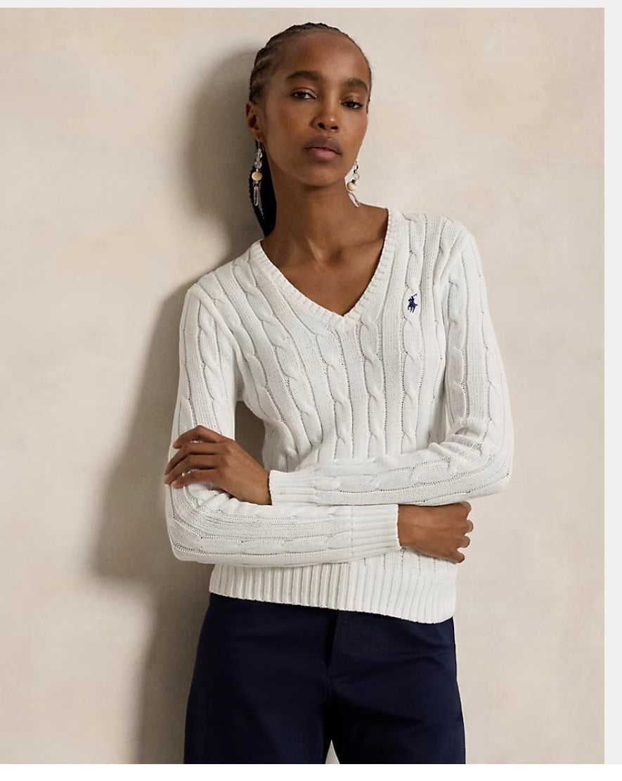 Ralph Lauren Sport White Cable-Knit Sweater