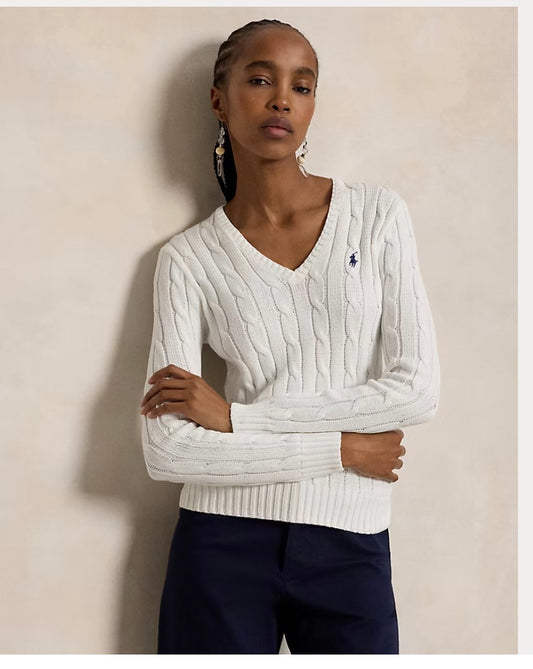 Ralph Lauren Sport White Cable-Knit Sweater