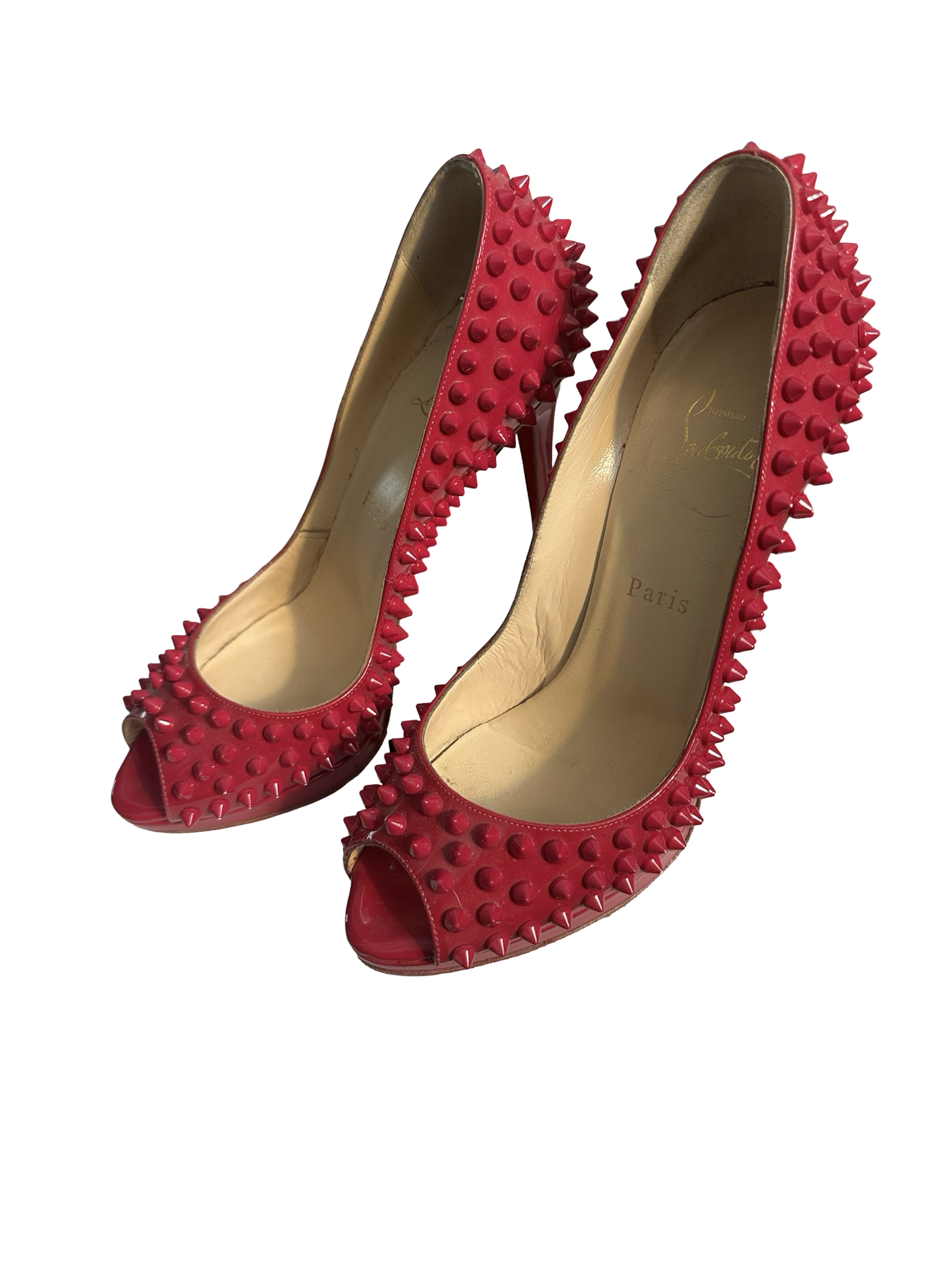Christian Louboutin Red Spiked Heels