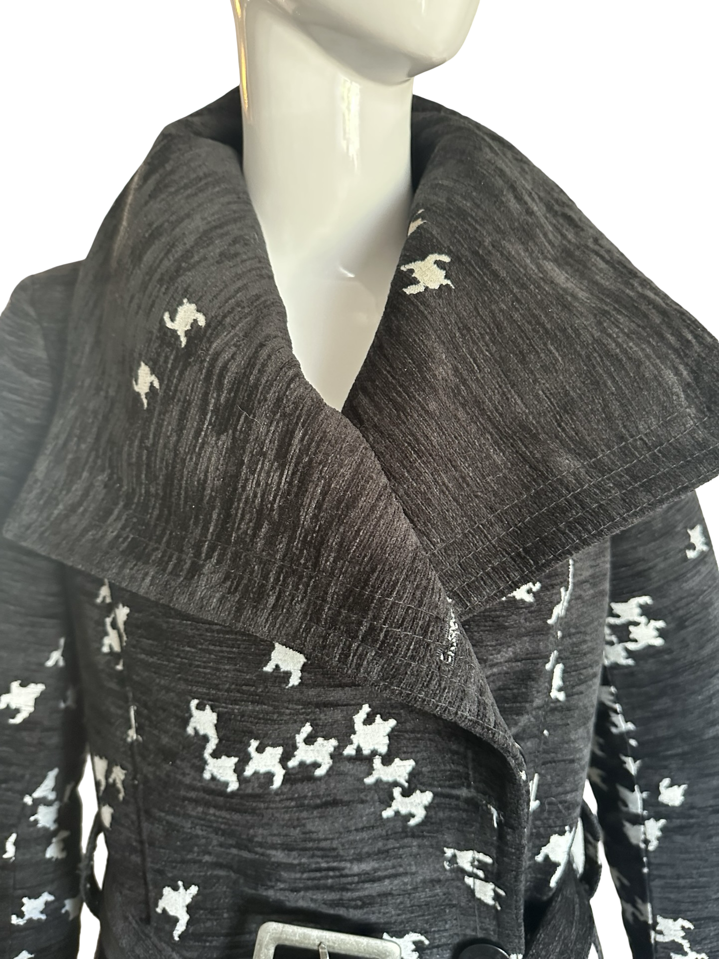 Desigual Belted Houndstooth Statement Coat