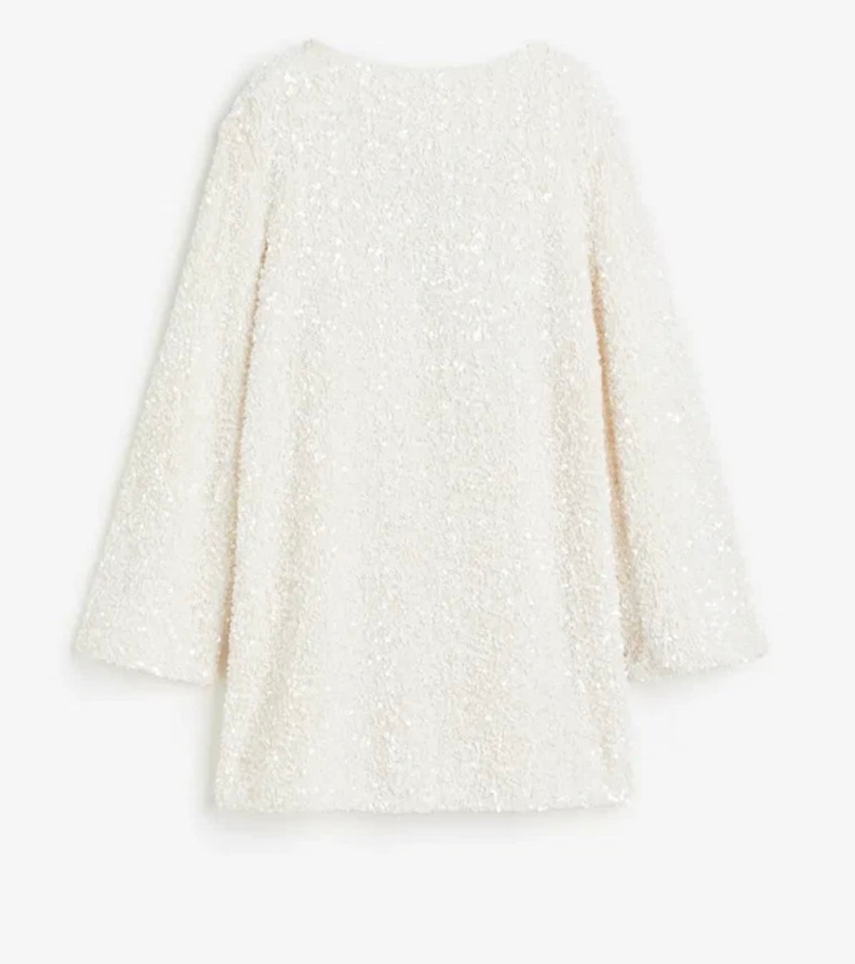 H&M Cream Sequin Long-Sleeve Dress – Size Small