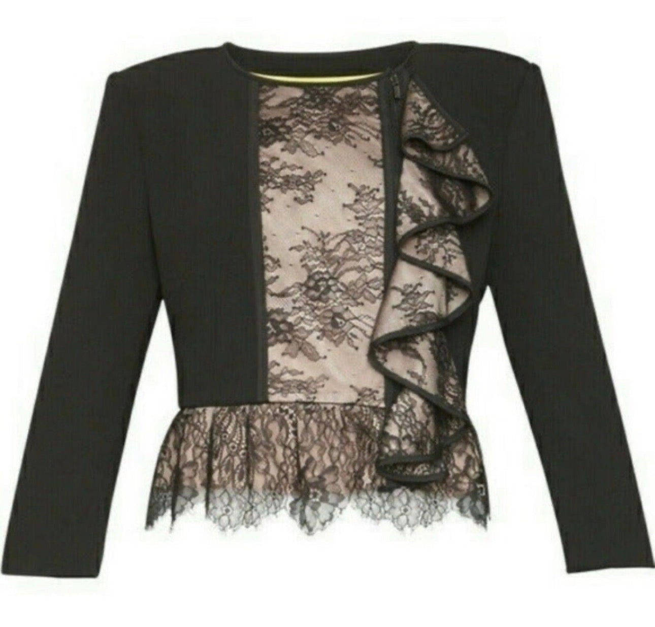BCBG Maxazria “Cassidel” Lace Ruffle Jacket – XXS