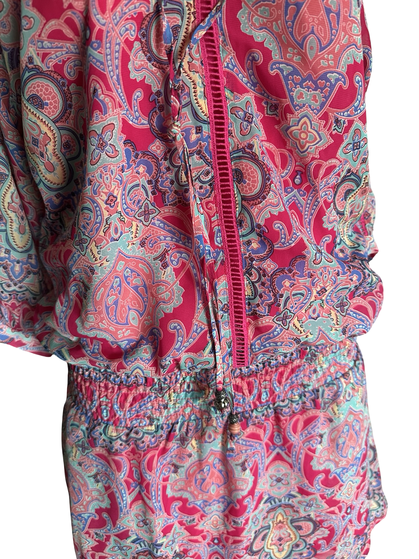 EsQualo Pink Paisley Elastic Waist Dress