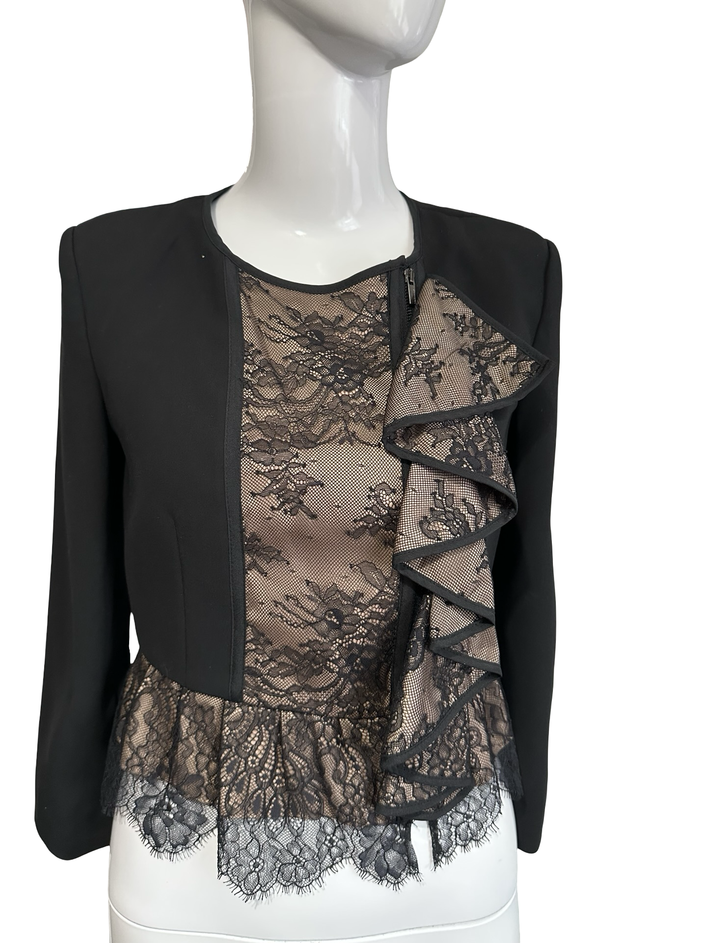 BCBG Maxazria “Cassidel” Lace Ruffle Jacket – XXS