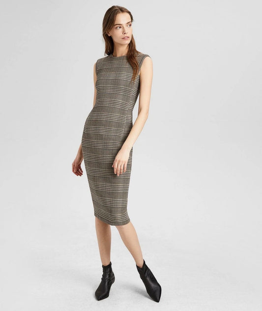 Theory Structured Plaid Wool Blend Dress