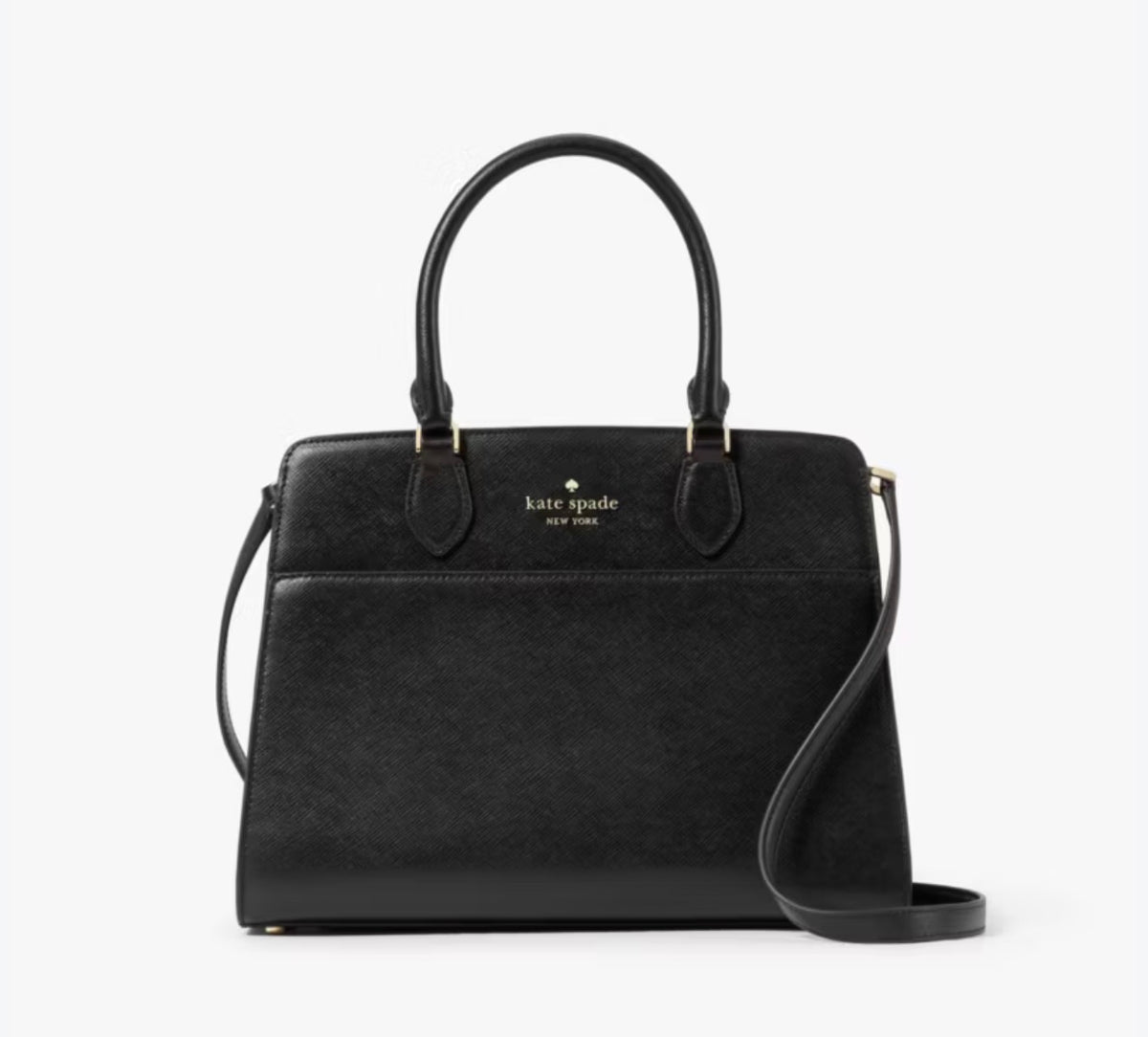 Kate Spade Madison Medium Black Saffiano Leather Satchel Handbag