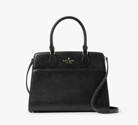 Kate Spade Madison Medium Black Saffiano Leather Satchel Handbag