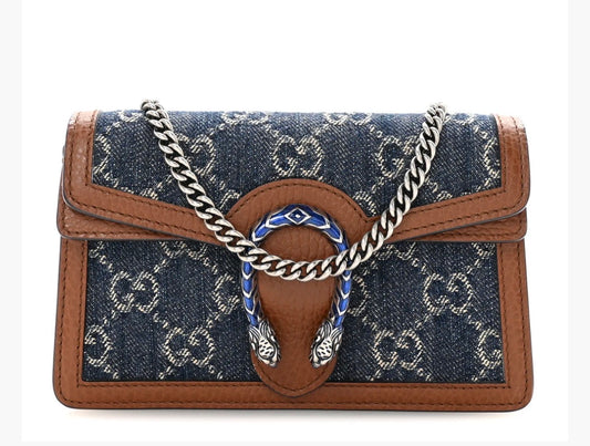 Authentic Gucci Super Mini Dionysus GG Denim Shoulder / Crossbody Bag 💙