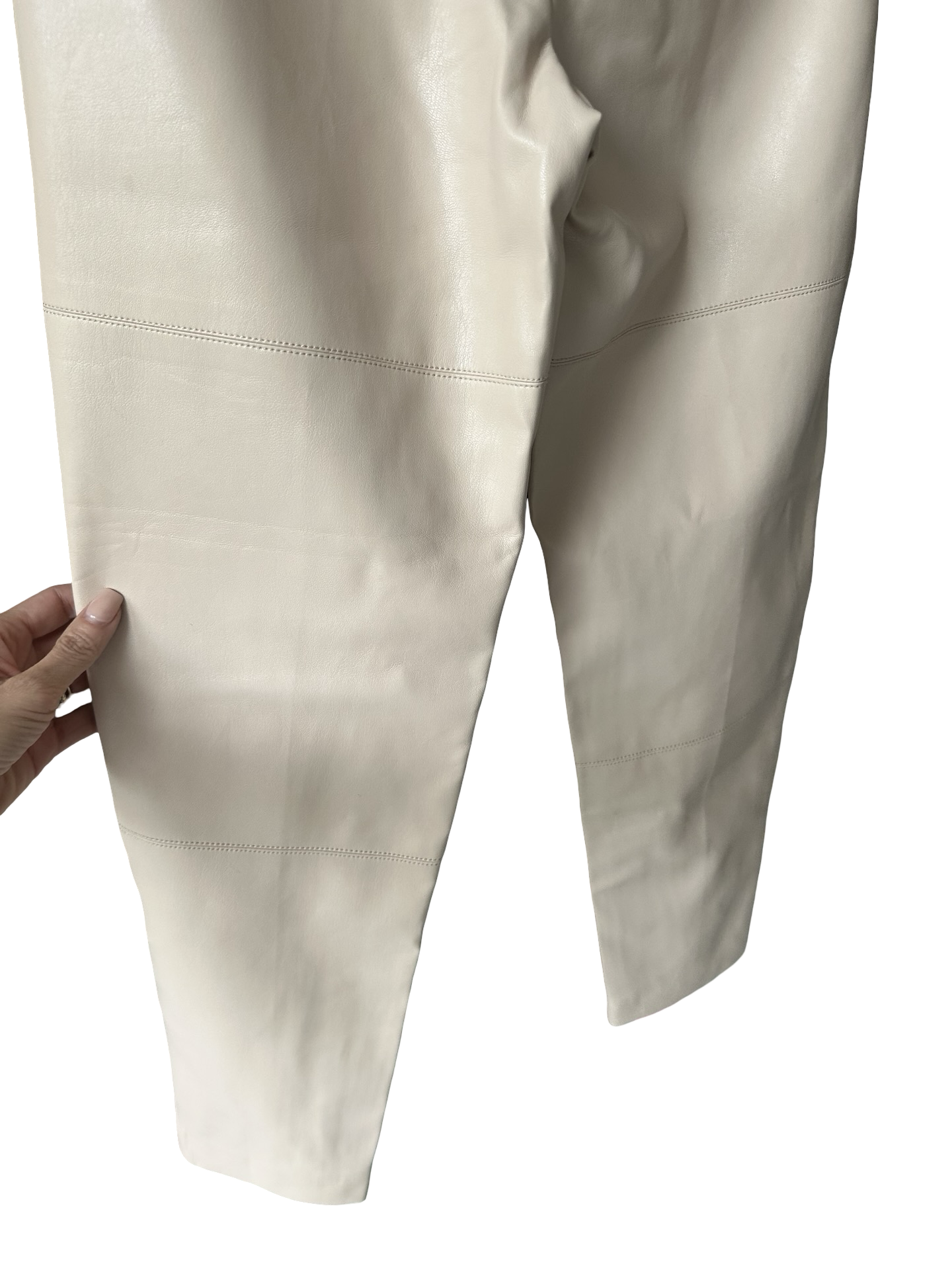 EsQualo Cream Faux Leather Pants – Size 6
