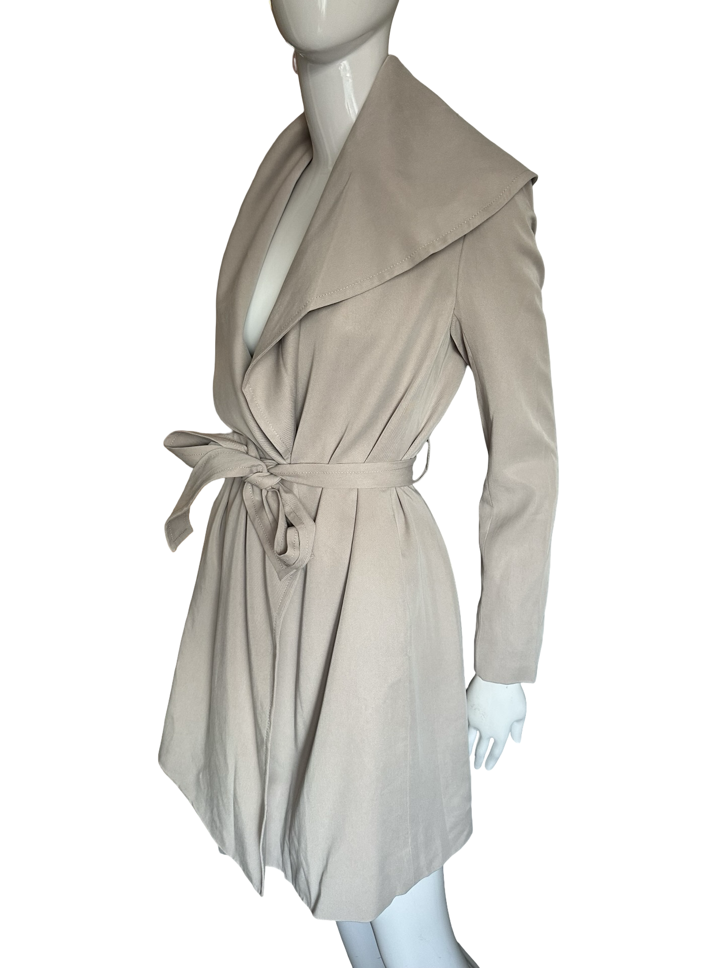 Club Monaco Taupe Shawl Collar Tie Waist Soft Trench Coat XS