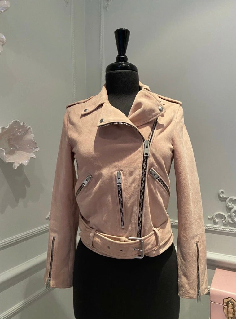 AllSaints Blush Suede Balfern Biker Jacket – Size US 00