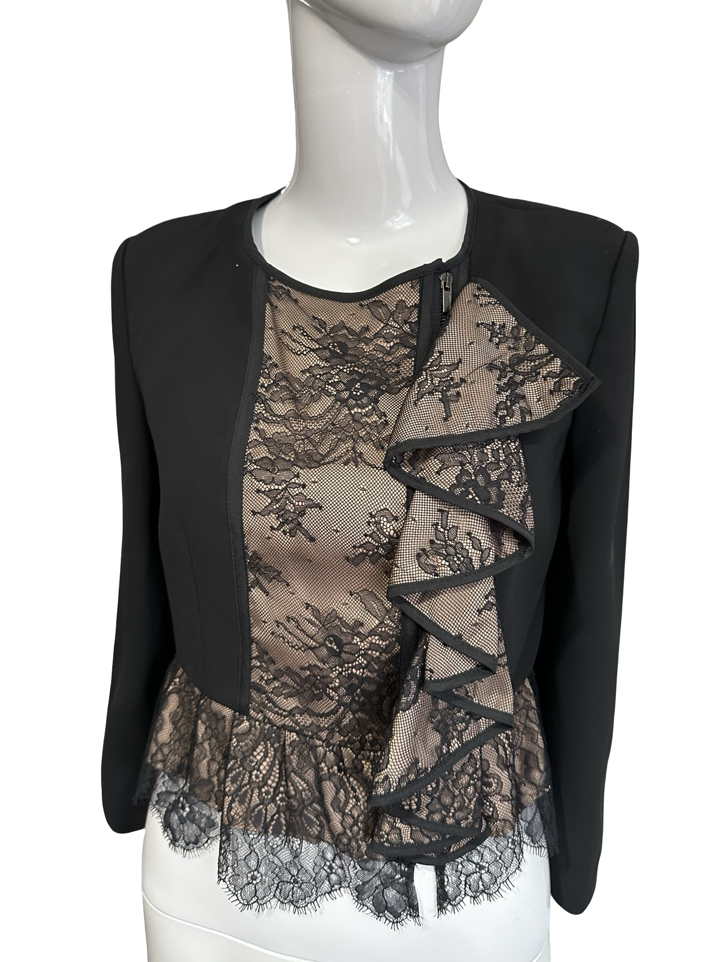 BCBG Maxazria “Cassidel” Lace Ruffle Jacket – XXS