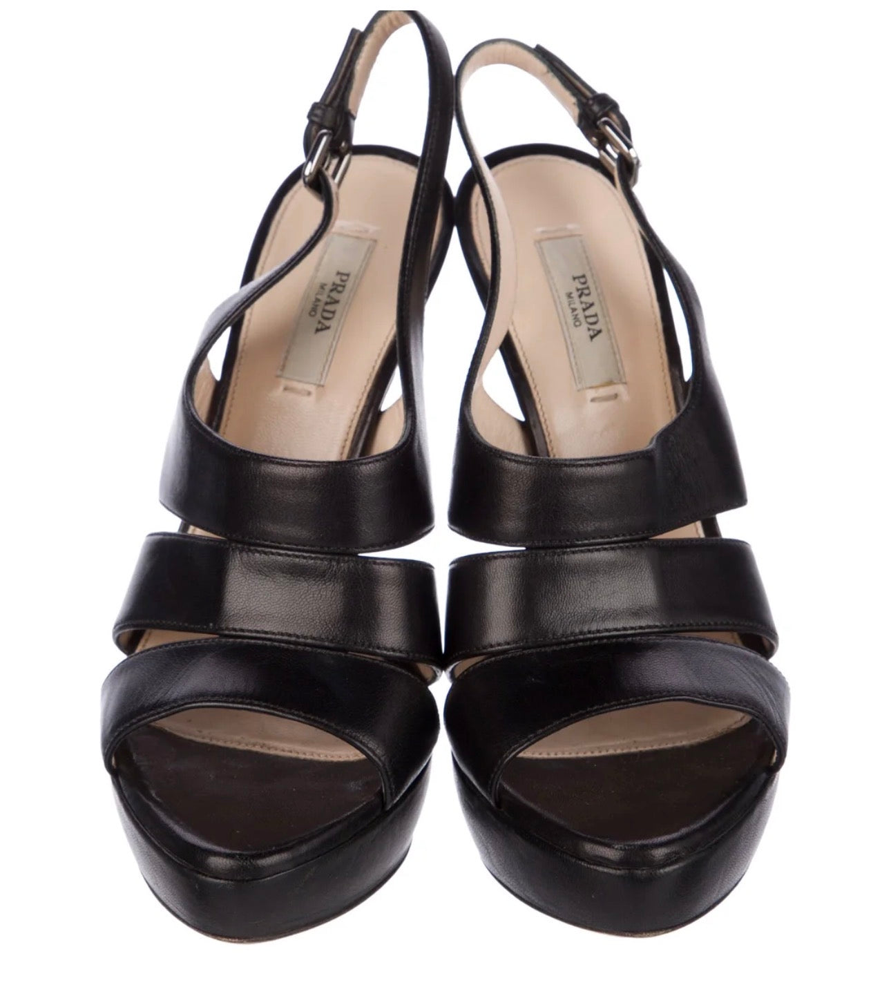 Prada Black Leather Platform Heels
Size 39