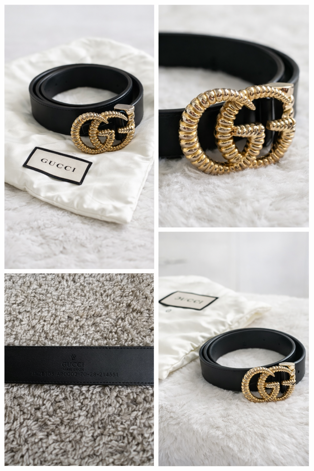 Gucci GG Marmont Leather Belt – Black/Gold