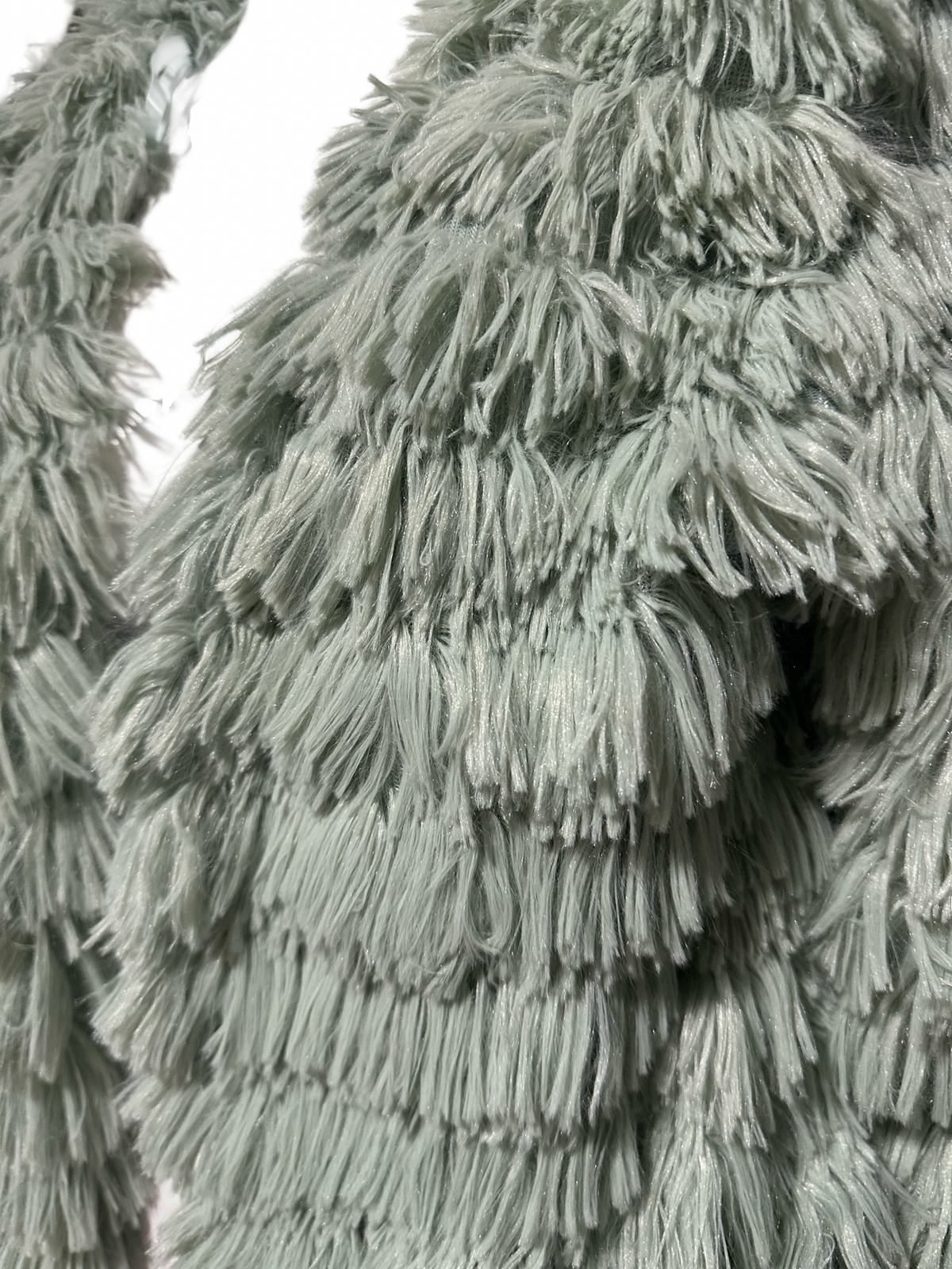 Rosemary Sage Green Faux Fur Fringe Jacket | Size 8