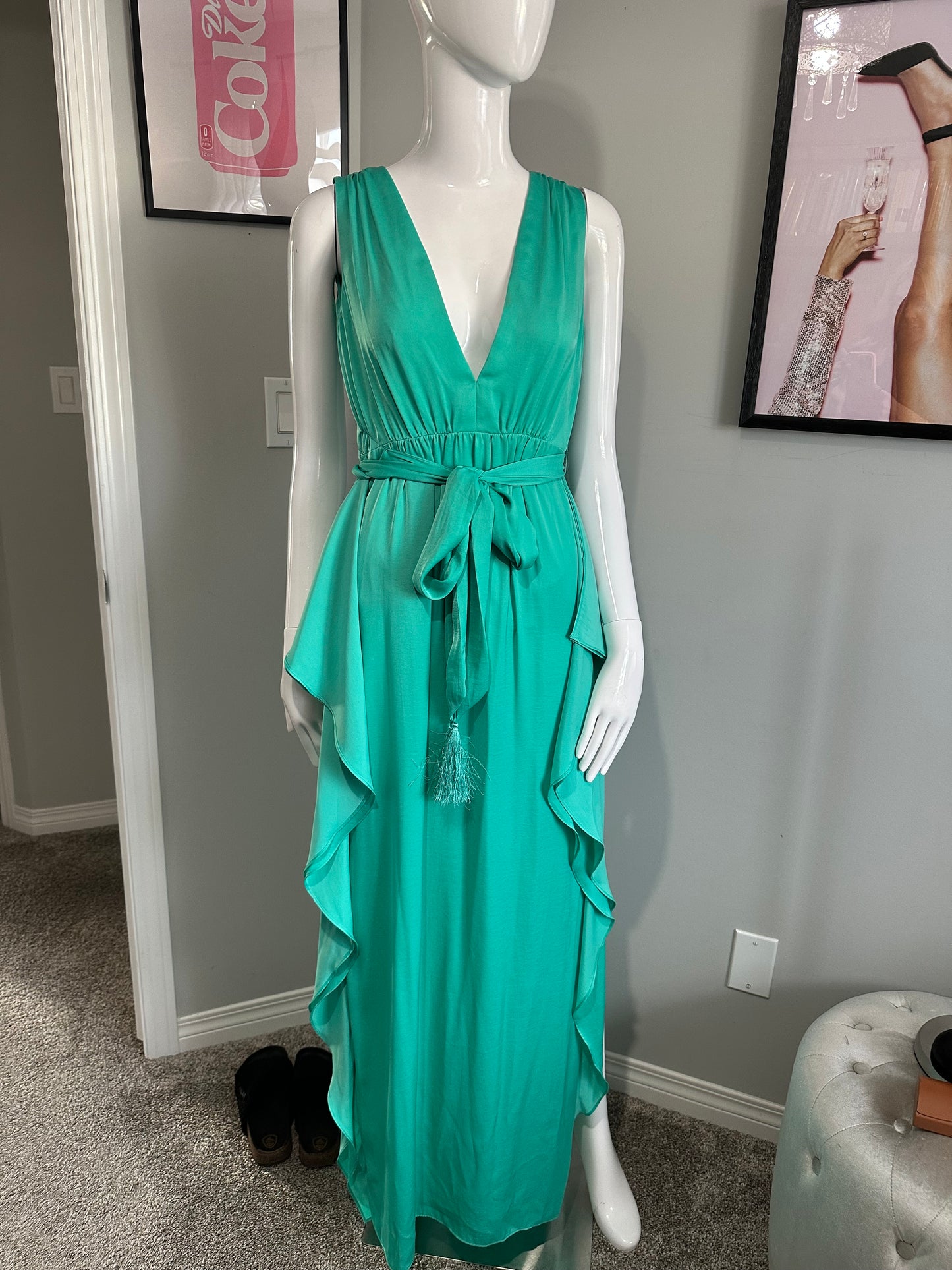 BCBG Max Azria Suzanne Turquoise Maxi Dress – Size 0 – New With Tags