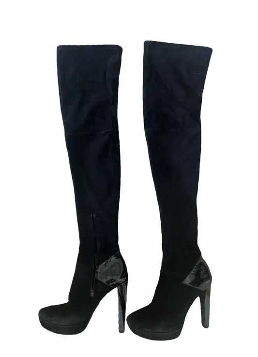 GUCCI BLACK SUEDE PLATFORM BOOTS SZ 39