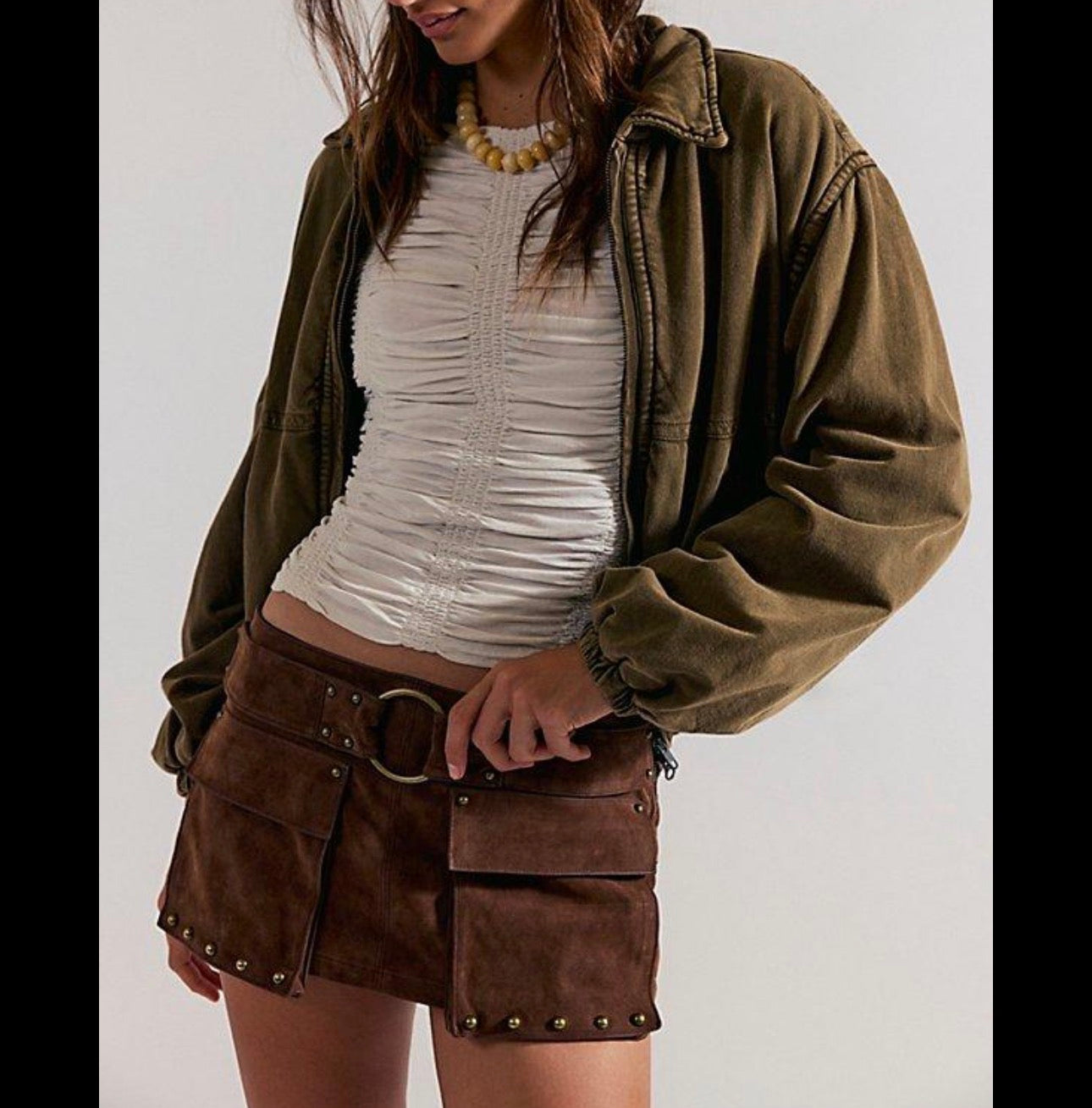 We The Free by Free People Suede Micro Mini Skort – Shaved Chocolate | Size 8