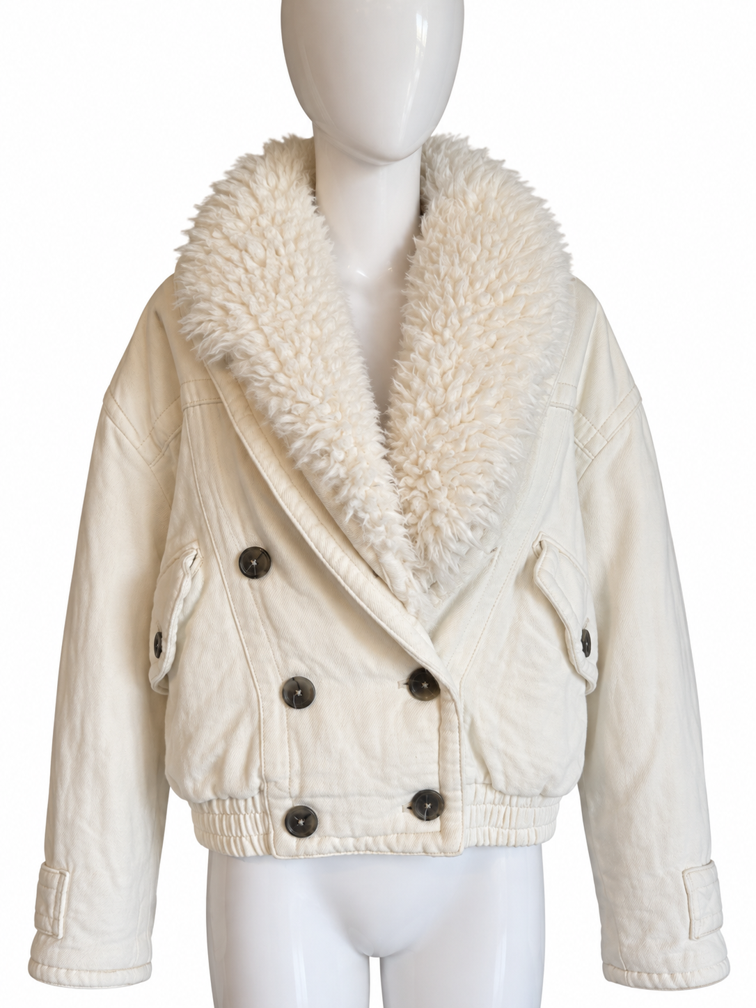 Free People Georgie Ivory Faux Fur Jacket – Size XS