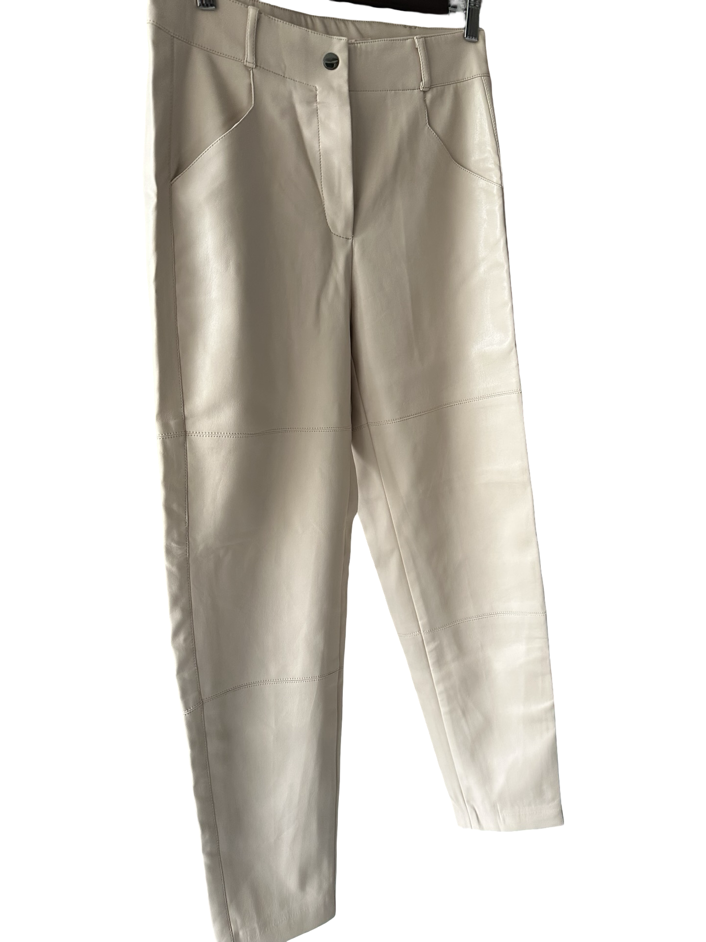 EsQualo Cream Faux Leather Pants – Size 6