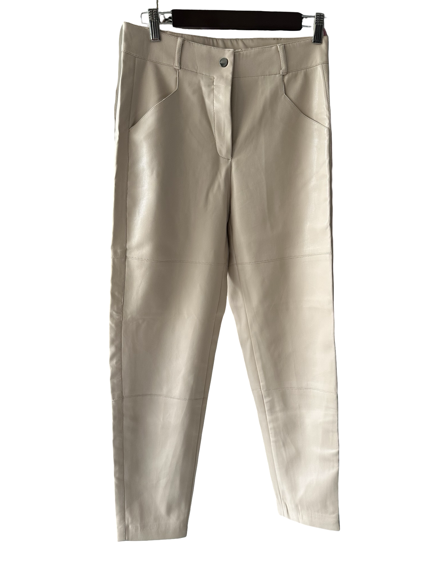 EsQualo Cream Faux Leather Pants – Size 6