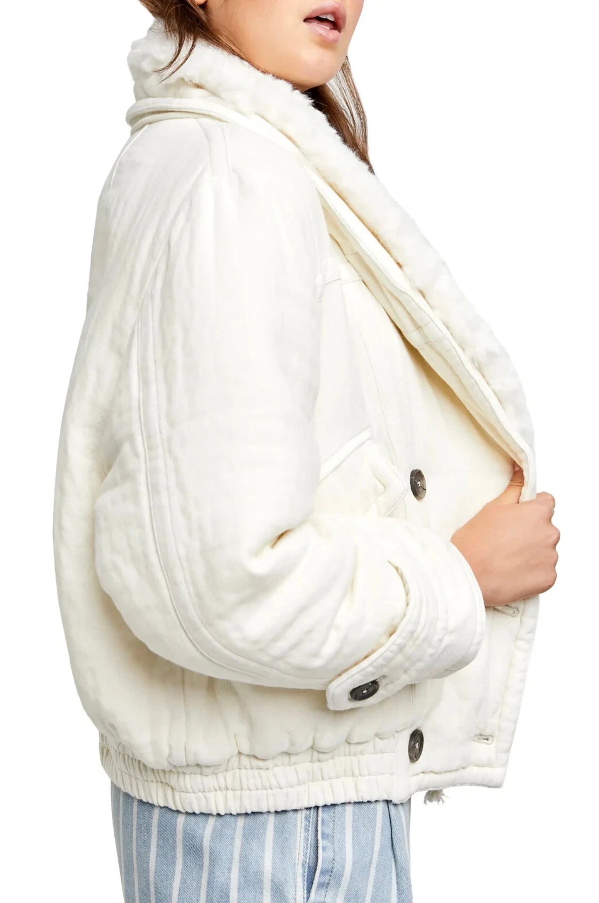 Free People Georgie Ivory Faux Fur Jacket – Size XS