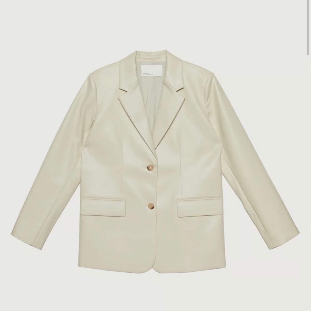 Oak + Fort Faux Leather Blazer – Beige XS