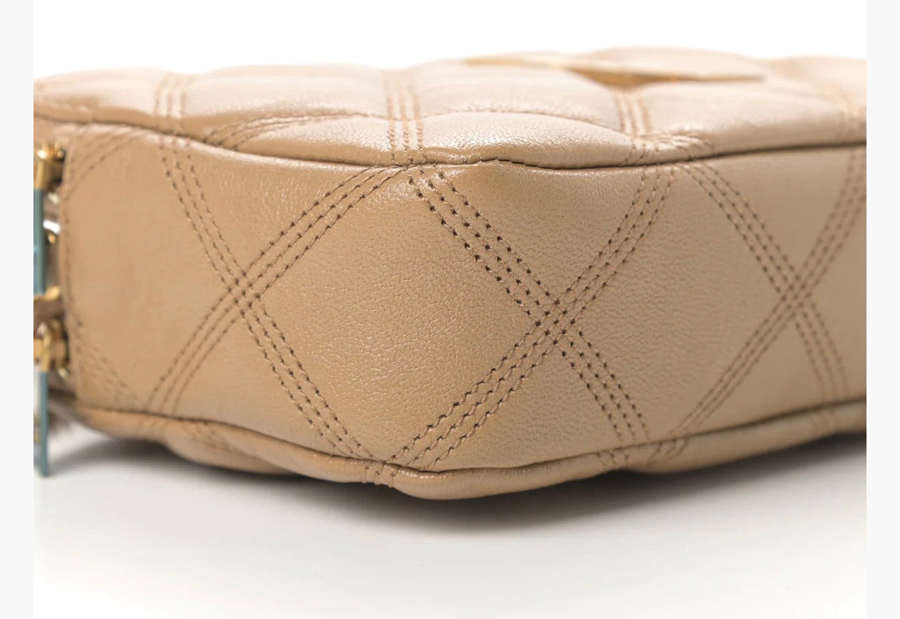 SAINT LAURENT BECKY DOUBLE ZIP CAMERA BAG – BEIGE QUILTED LEATHER