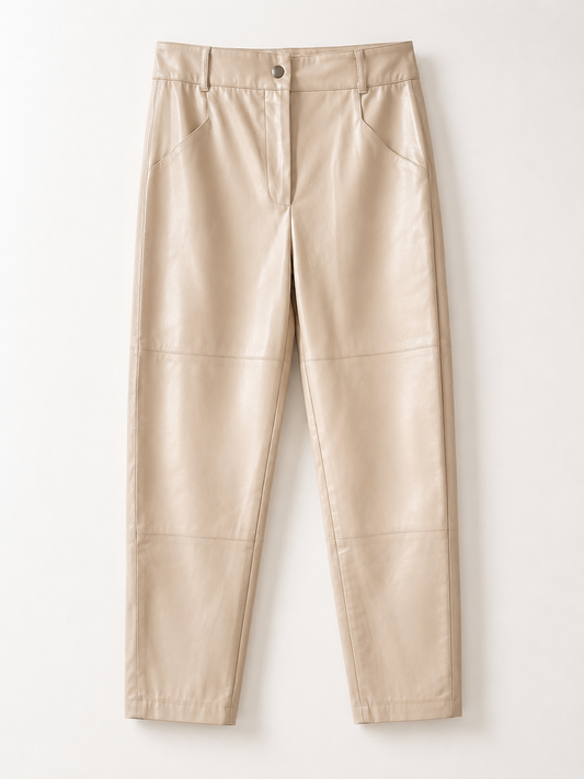 EsQualo Cream Faux Leather Pants – Size 6
