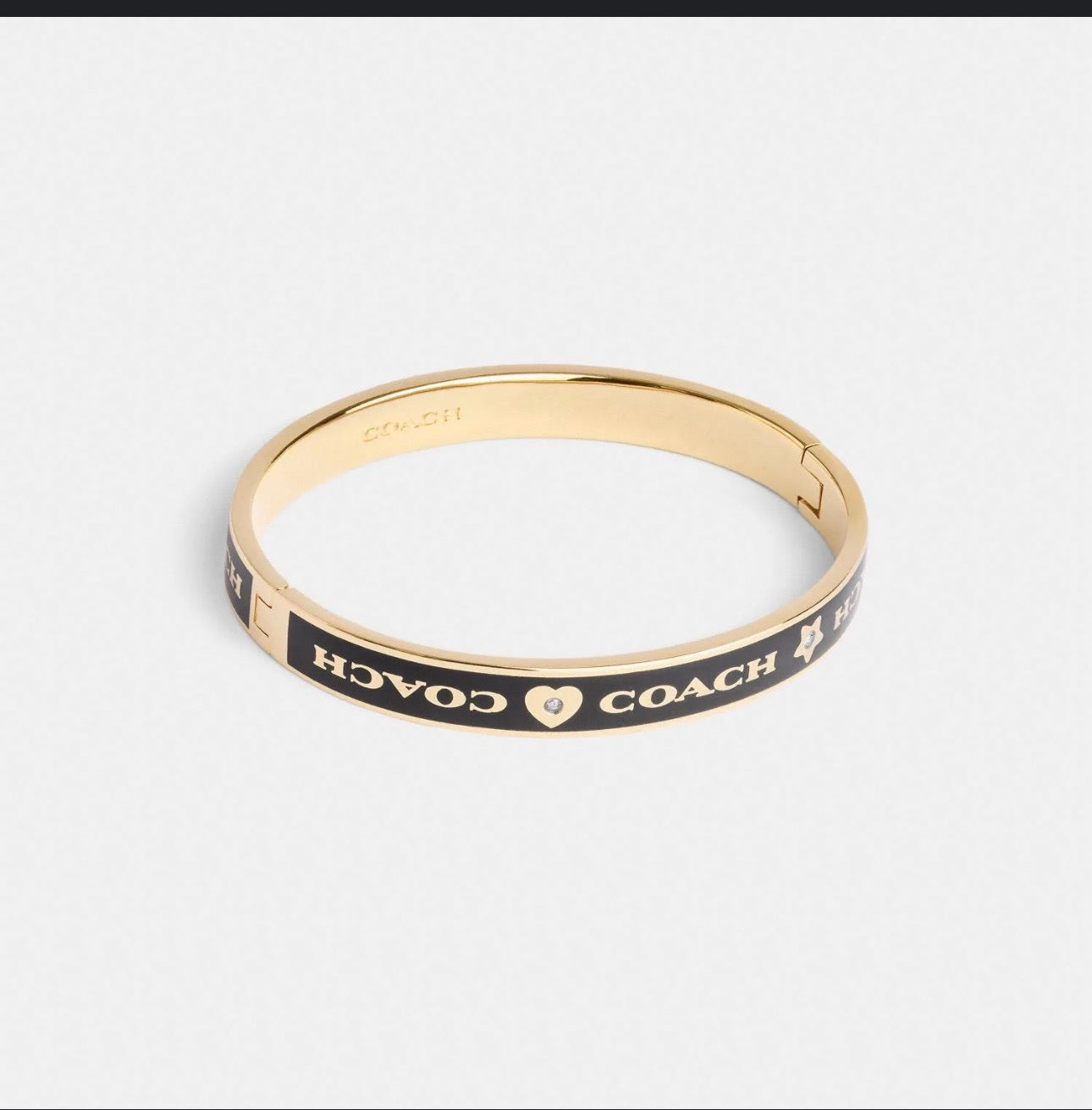 Coach Black & Gold Hinged Bangle Bracelet